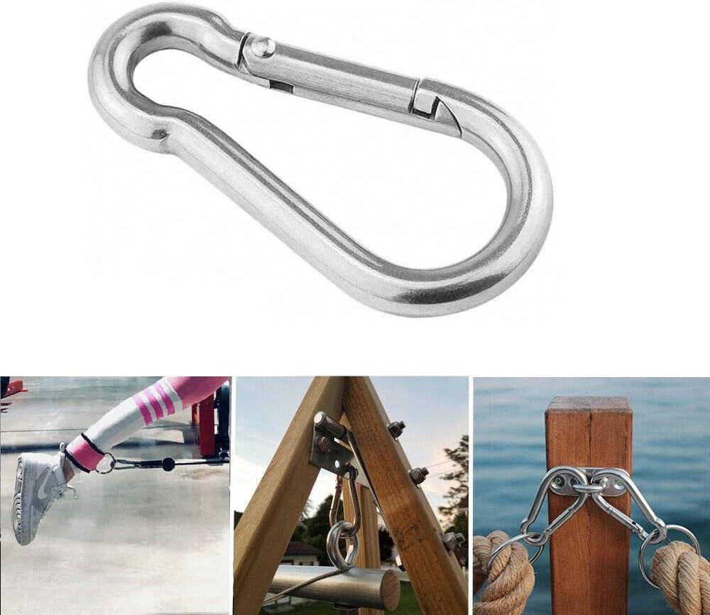 image31 Inch M8 Steel Spring Snap Hook Holds to 396lb180kg Max for GymExercise Machine Heavy Duty Clip Keychainr Set of 4