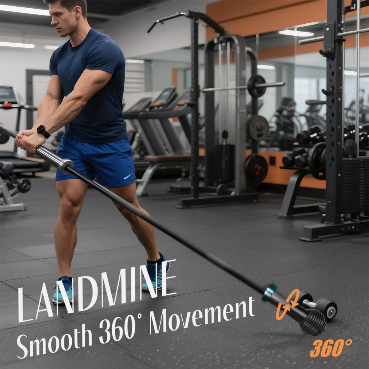 imageLandmine Attachment for Barbell 360 Rotation for Row Split Squat Press in Home Gym Natural Rubber 2quot Olympic Bar Fit1