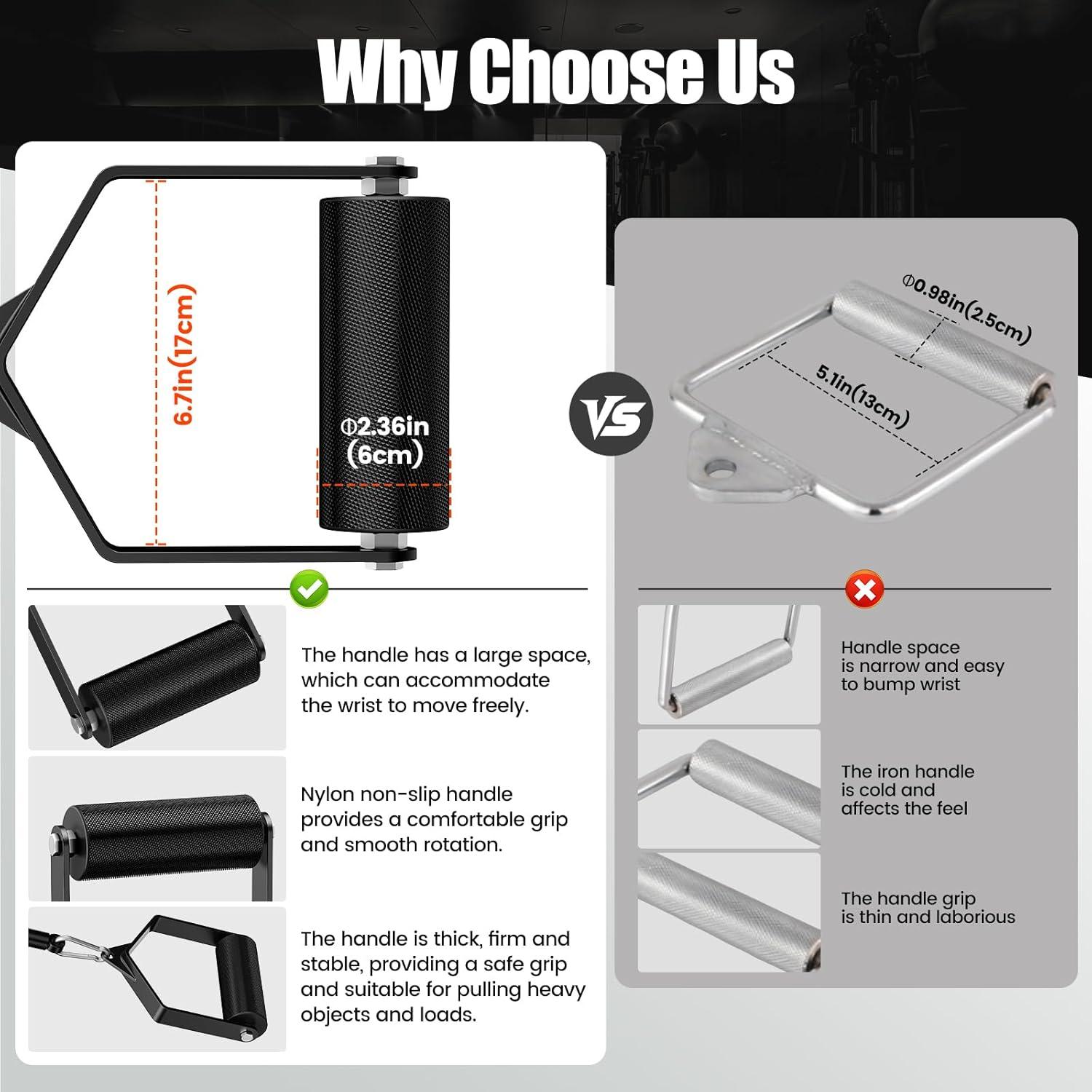 imagePull Down Attachments for Gym Grip 236 in Arm Wrestling Exercise D Handle Cable Attachment Single Arm Lifting Deadlift Handle Grip for Wrist Forearm and Grip Strength