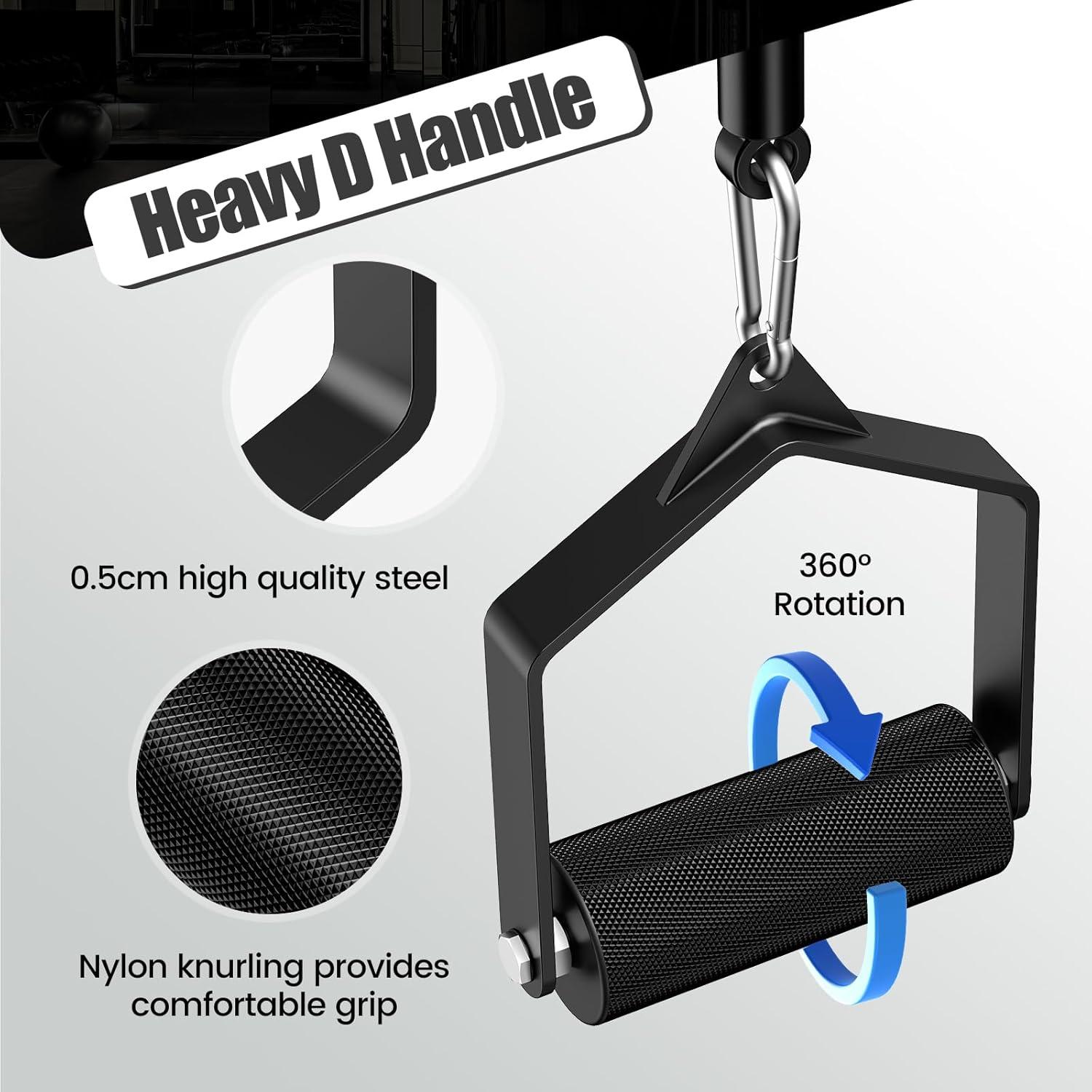 imagePull Down Attachments for Gym Grip 236 in Arm Wrestling Exercise D Handle Cable Attachment Single Arm Lifting Deadlift Handle Grip for Wrist Forearm and Grip Strength