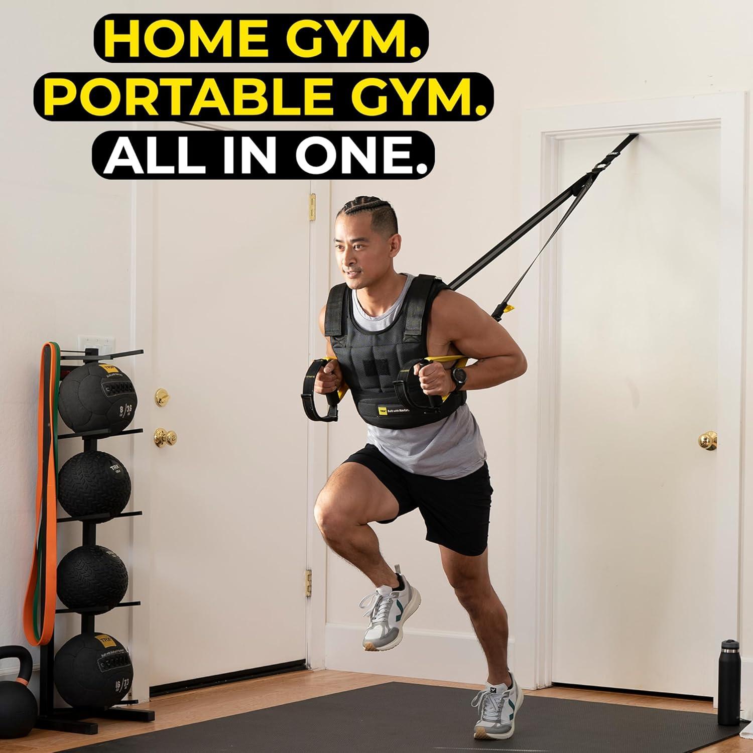 imageTRX AllInOne Home Gym System Complete Suspension Training Kit for Strength Training HIIT ampamp FullBody Workouts at Home or Outdoors Includes Indoor ampamp Outdoor Anchors