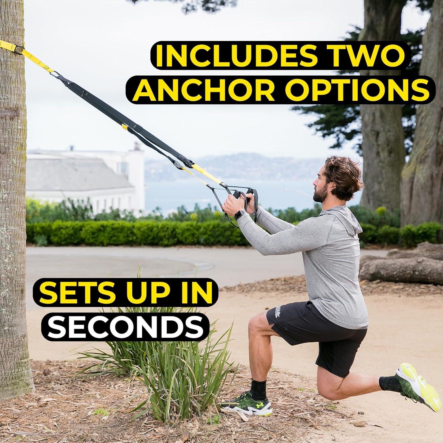 imageTRX AllInOne Home Gym System Complete Suspension Training Kit for Strength Training HIIT ampamp FullBody Workouts at Home or Outdoors Includes Indoor ampamp Outdoor Anchors
