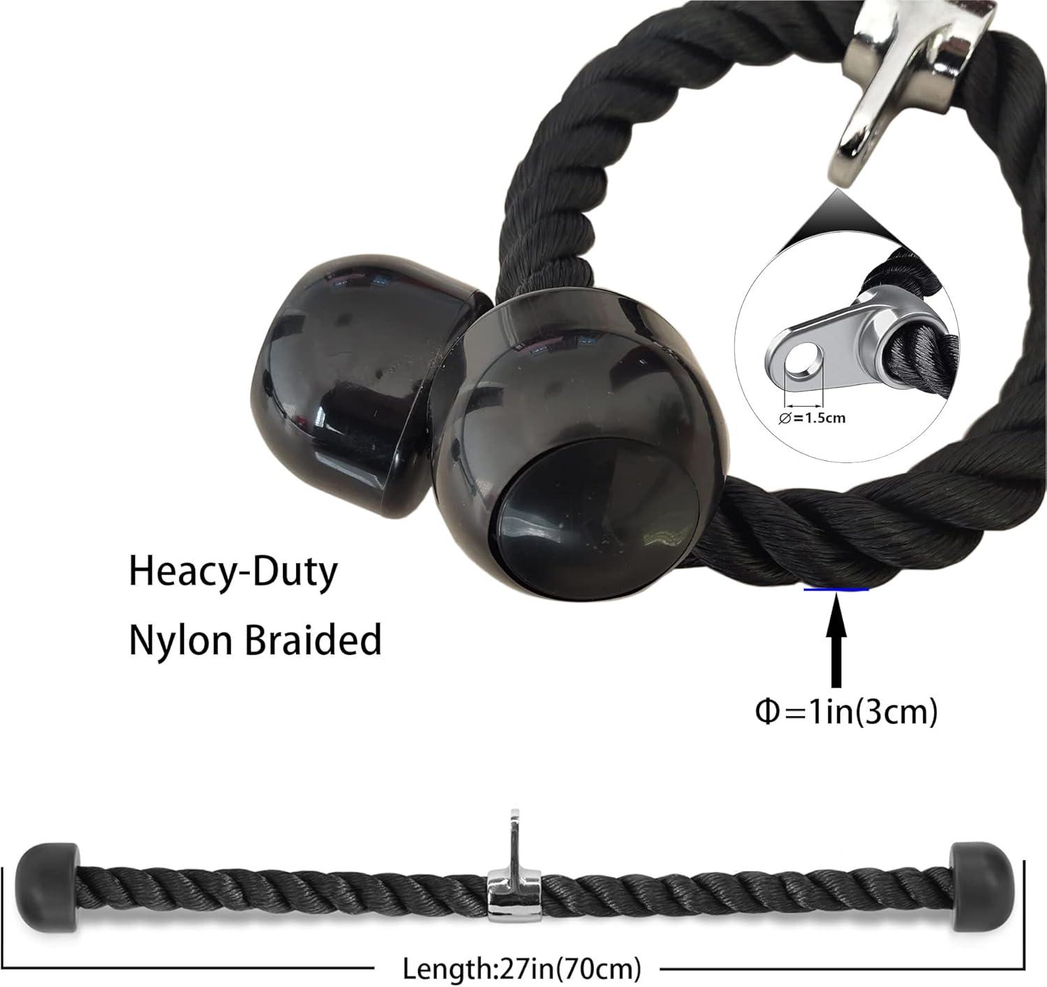 imageUpgrades Tricep Rope LAT Pull Down Cable Attachment 27 inches Exercise Machine Attachments Pulley System Gym Workout Rope