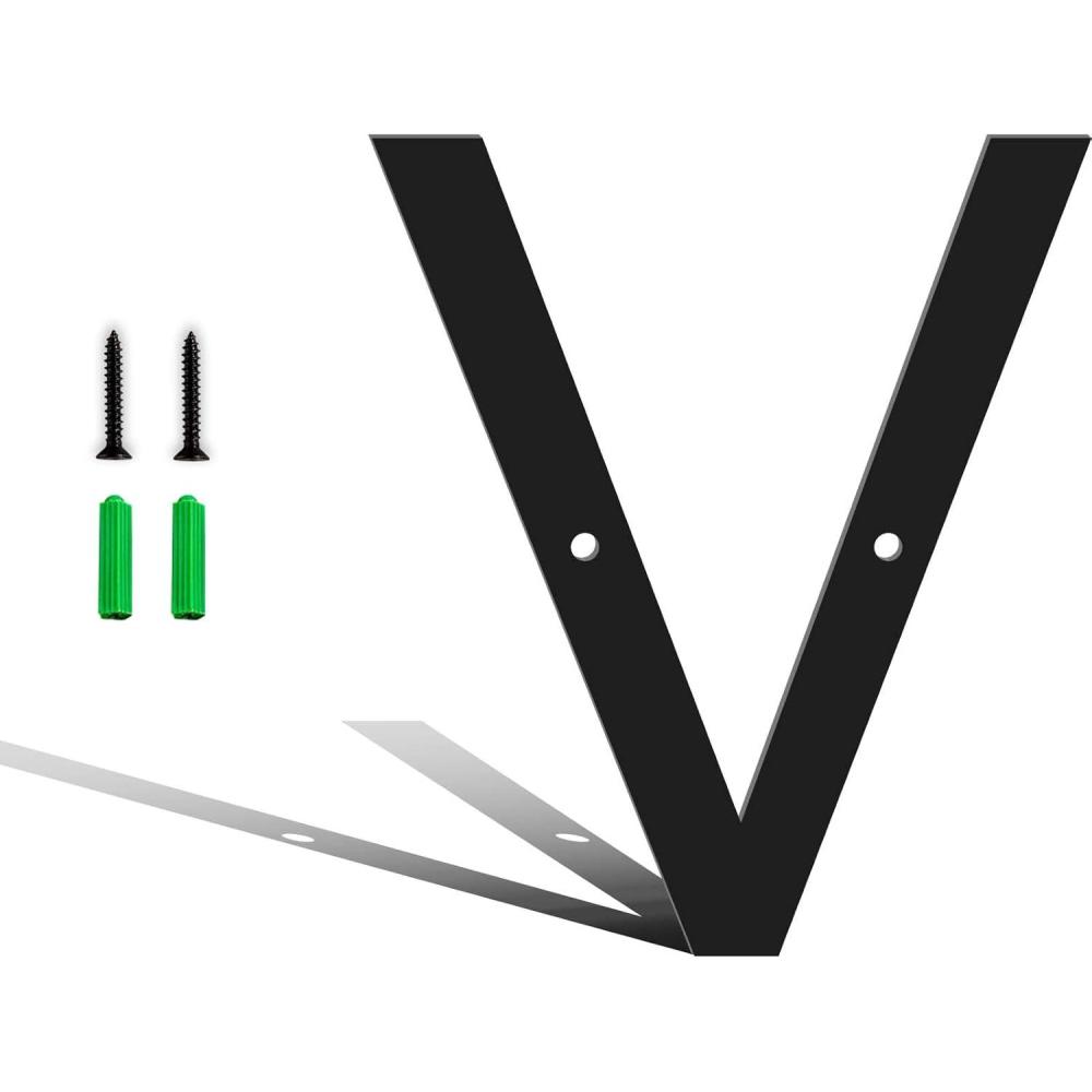 image3 Inch Metal House Numbers for Outside Black Coated Finished Metal Address Letters for Outdoor Signs Modern Mailbox Numbers for Home Street Garden Garage and Gate Letter ALetter V