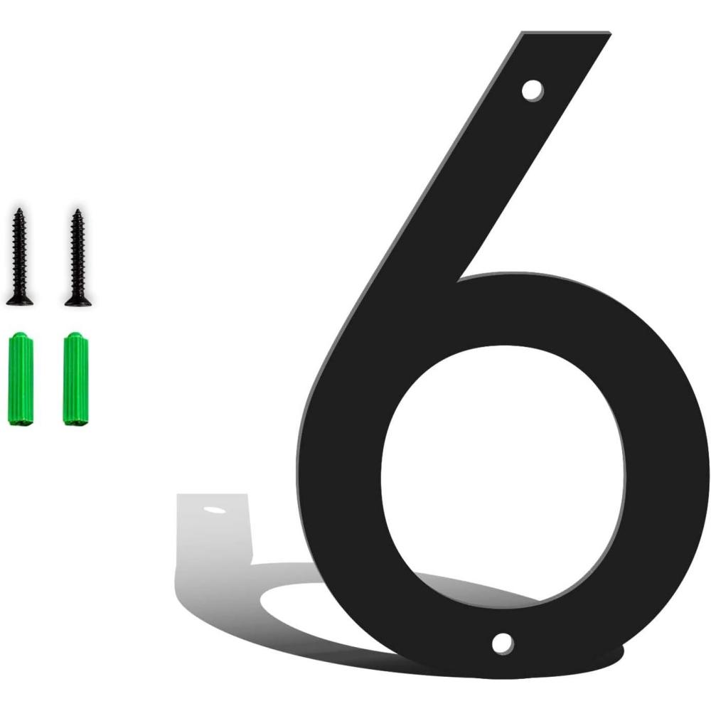 image3 Inch Metal House Numbers for Outside Black Coated Finished Metal Address Letters for Outdoor Signs Modern Mailbox Numbers for Home Street Garden Garage and Gate Letter ANumber 6