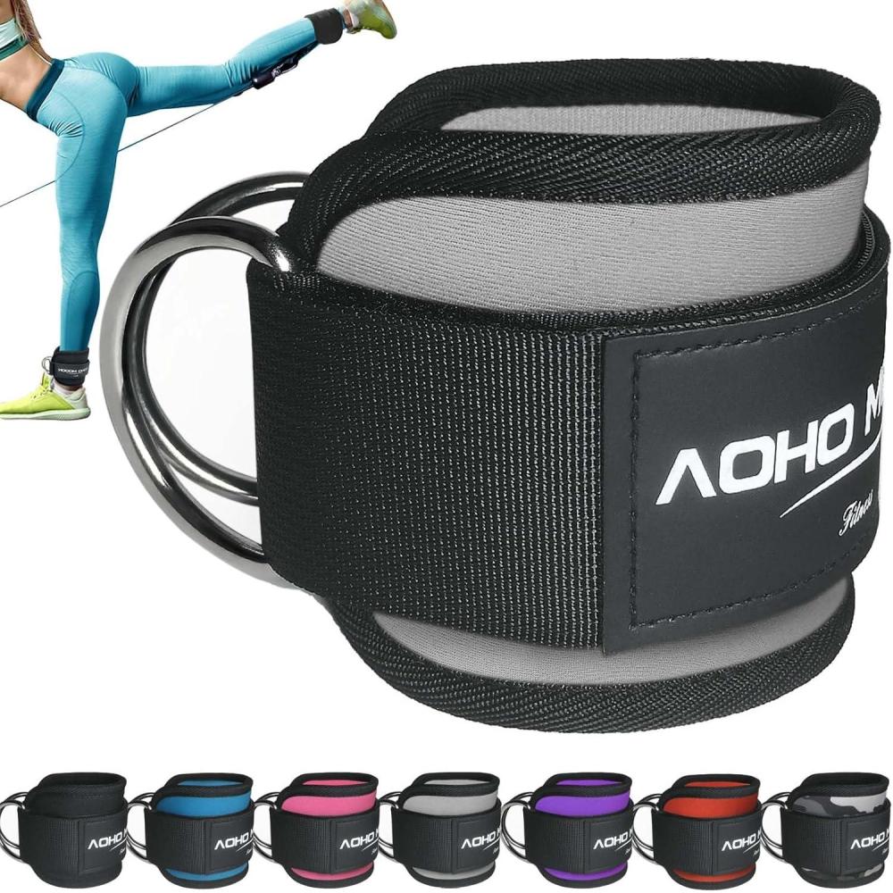imageAnkle Strap for Cable Machine Attachments Gym Accessories for Women and Men Neoprene Ankle Cuffs for glute Kickback Leg Workouts ande Booty Hip Abductors ExerciseGray  Single
