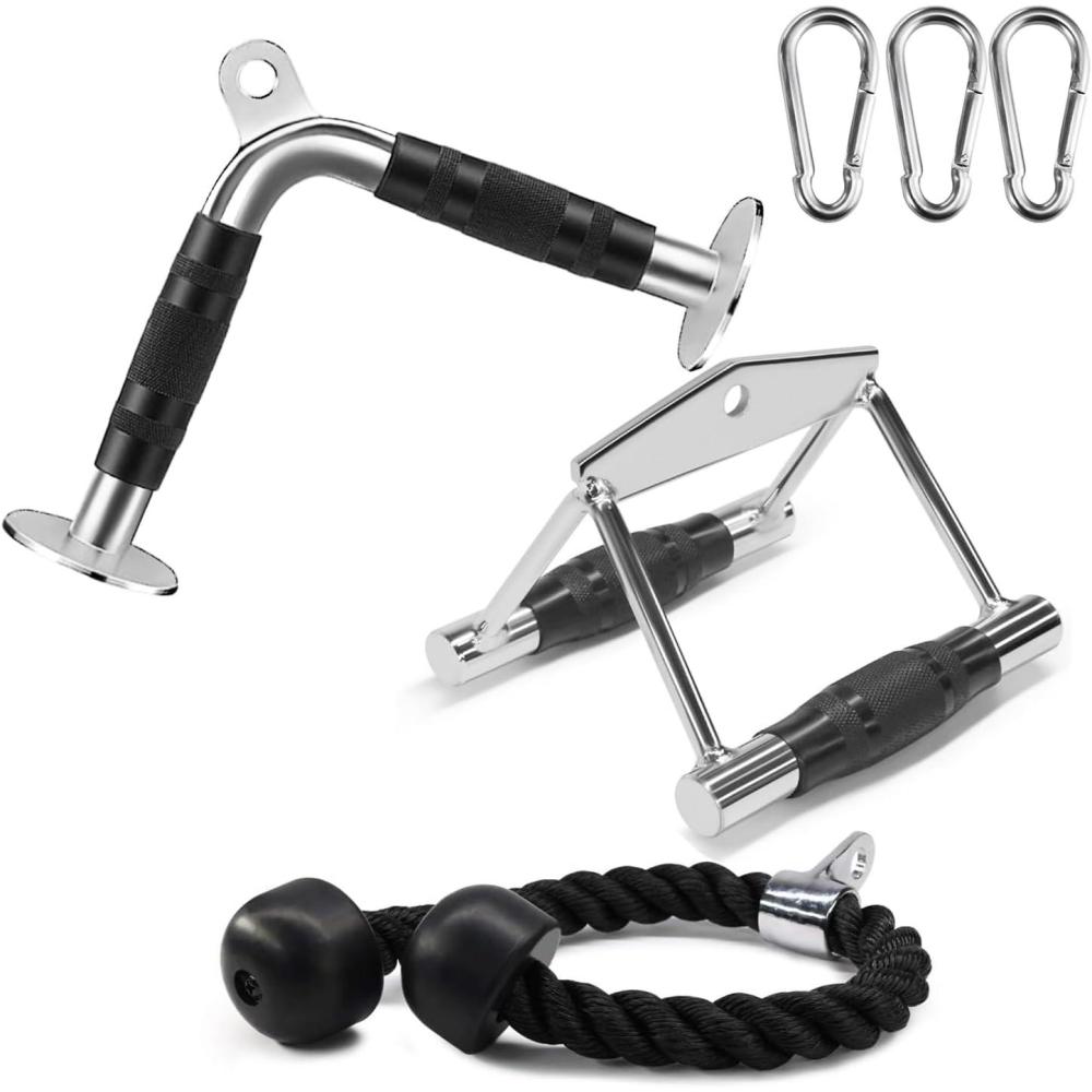 imageCable Machine Attachment LAT Pulldown Attachments Home Gym Accessories Triceps Pull Down AttachmentDouble D Handle  TricepRope  Vshaped bar