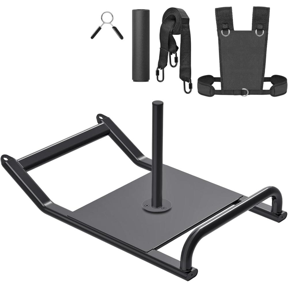 imageDolibest Weight Sled Fitness Sled Workout Sled for Fitness Strength Training and Speed Improvement PushPull Prowler Training Suitable for 12quot Weight Plates BlackBlack PullPush Sled3