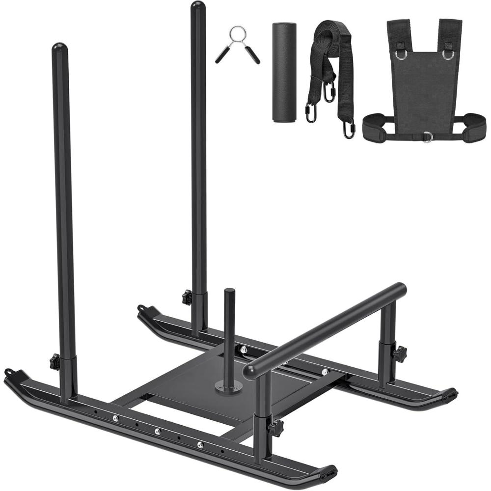 imageDolibest Weight Sled Fitness Sled Workout Sled for Fitness Strength Training and Speed Improvement PushPull Prowler Training Suitable for 12quot Weight Plates BlackBlack PushPull Sled
