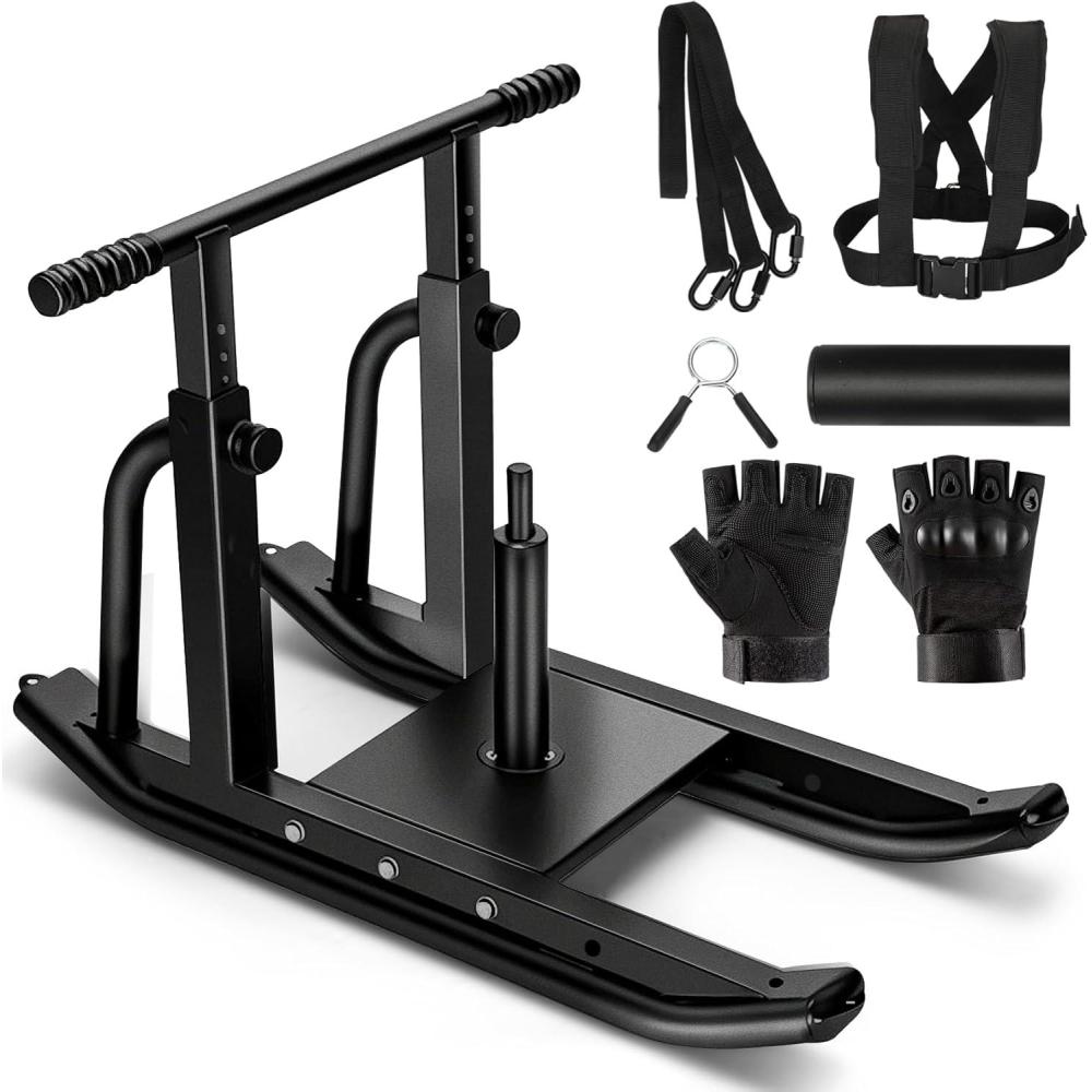 imageWeight Sled Fitness Sled Fitness Strength Training SledAdjustable Height Weight Training SledHeavy Duty Workout Sled for Building Muscle and Explosive Strength for 1quot and 2quot Weight PlatesBlack Height Adjustable Straight Sled