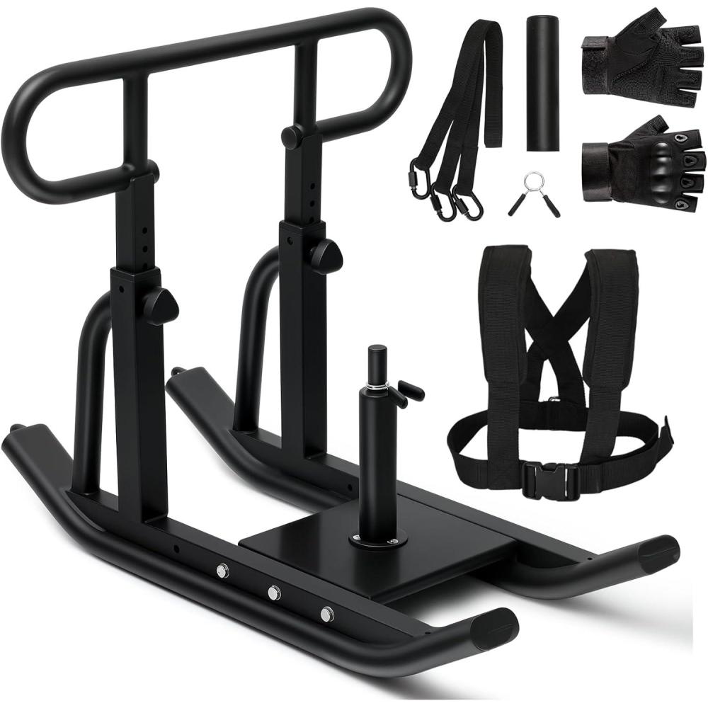 imageWeight Sled Fitness Sled Fitness Strength Training SledAdjustable Height Weight Training SledHeavy Duty Workout Sled for Building Muscle and Explosive Strength for 1quot and 2quot Weight PlatesBlack Height Adjustable MultiSided Sled