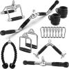 V Handle + Row Handle + Rotating Bar + Tricep Rope + Ankle Straps + D Handle + Curl Lat Bar