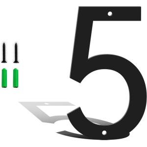 3 Inch Metal House Numbers for Outside, Black Coated Finished Metal Address Letters for Outdoor Signs, Modern Mailbox Numbers for Home, Street, Garden, Garage, and Gate, Letter A(Number 5)