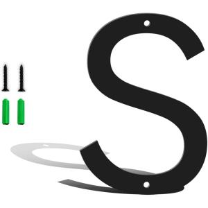 3 Inch Metal House Numbers for Outside, Black Coated Finished Metal Address Letters for Outdoor Signs, Modern Mailbox Numbers for Home, Street, Garden, Garage, and Gate, Letter A(Letter S)
