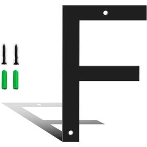 3 Inch Metal House Numbers for Outside, Black Coated Finished Metal Address Letters for Outdoor Signs, Modern Mailbox Numbers for Home, Street, Garden, Garage, and Gate, Letter A(Letter F)