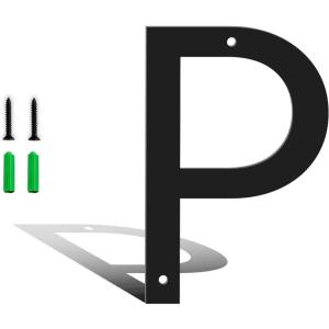 3 Inch Metal House Numbers for Outside, Black Coated Finished Metal Address Letters for Outdoor Signs, Modern Mailbox Numbers for Home, Street, Garden, Garage, and Gate, Letter A(Letter P)