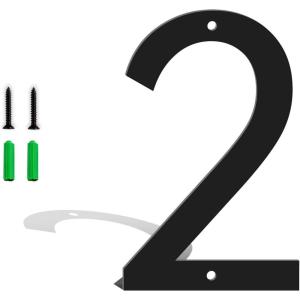 3 Inch Metal House Numbers for Outside, Black Coated Finished Metal Address Letters for Outdoor Signs, Modern Mailbox Numbers for Home, Street, Garden, Garage, and Gate, Letter A(Number 2)