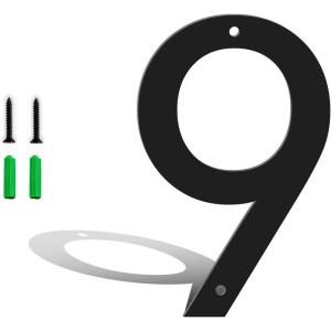 3 Inch Metal House Numbers for Outside, Black Coated Finished Metal Address Letters for Outdoor Signs, Modern Mailbox Numbers for Home, Street, Garden, Garage, and Gate, Letter A(Number 9)