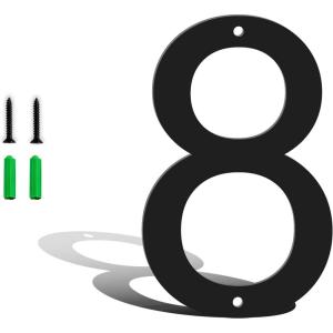 3 Inch Metal House Numbers for Outside, Black Coated Finished Metal Address Letters for Outdoor Signs, Modern Mailbox Numbers for Home, Street, Garden, Garage, and Gate, Letter A(Number 8)
