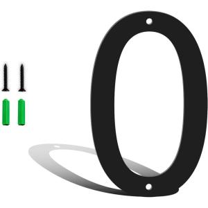 3 Inch Metal House Numbers for Outside, Black Coated Finished Metal Address Letters for Outdoor Signs, Modern Mailbox Numbers for Home, Street, Garden, Garage, and Gate, Letter A(Number 0)