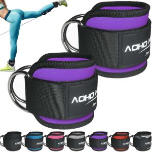 Ankle Strap for Cable Machine Attachments, Gym Accessories for Women and Men, Neoprene Ankle Cuffs for glute Kickback, Leg Workouts ande Booty Hip Abductors Exercise(Purple – Pair)