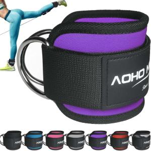 Ankle Strap for Cable Machine Attachments, Gym Accessories for Women and Men, Neoprene Ankle Cuffs for glute Kickback, Leg Workouts ande Booty Hip Abductors Exercise(Purple – Single)