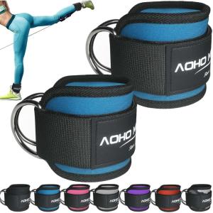 Ankle Strap for Cable Machine Attachments, Gym Accessories for Women and Men, Neoprene Ankle Cuffs for glute Kickback, Leg Workouts ande Booty Hip Abductors Exercise(Blue – Pair)