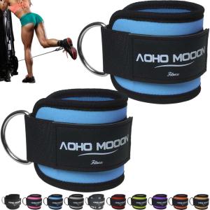 Comfortable Adjustable Ankle Straps for Cable Machines Women, Gym Workout Leg Strap, Glute Cuff, Ankle Cuffs for Glute Workouts, Foot Straps for Kickback, One Size Fit All(Blue)