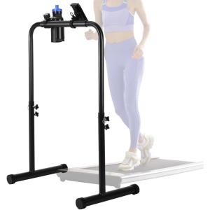 Leinuosen Large Handle Bar for Walking Treadmill Pad Only with Phone Holder and Cup Holder Adjustable Handrail Height from 30.7 to 39.37 Inch Comfortable Grip Stainless Steel Frame Overbold Stable(38.58 to 47.24 Inch)