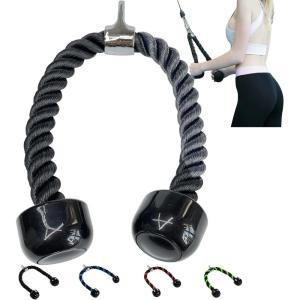 Upgrades Tricep Rope LAT Pull Down Cable Attachment, 27 inches, Exercise Machine Attachments Pulley System Gym Workout Rope.