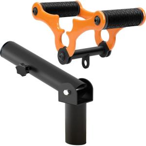 V Bar Landmine Attachment T Bar Handle for Barbell Bars，Foldable V Bar Row Handle Double D Row Handle with Rubber Coating T-Row Attachment for Strength Training Bars(T Bar Row Set-Black&Yellow)