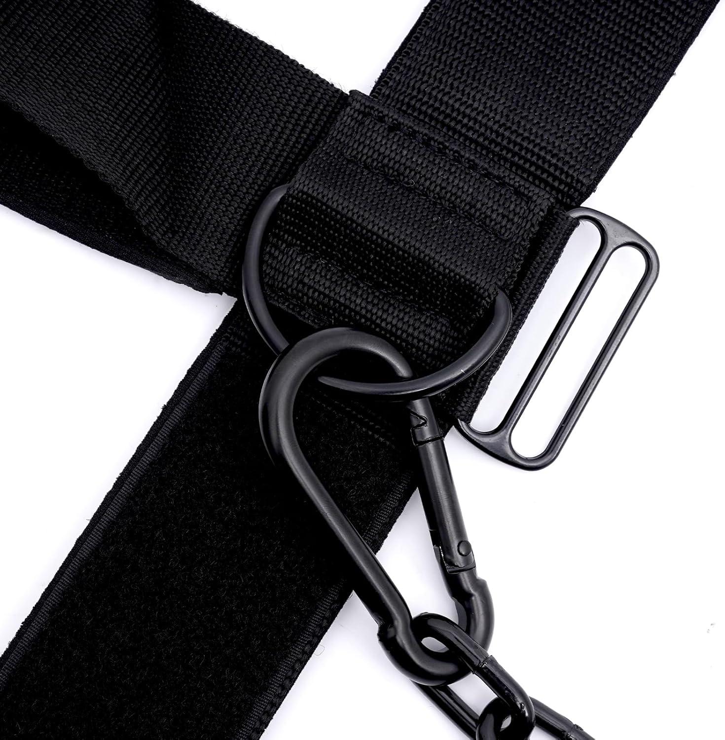 imageBlack Iron Neck Trainer Neck Harness Adjustable Neck Exerciser with 15lb Resistance Band for Core Strength Training