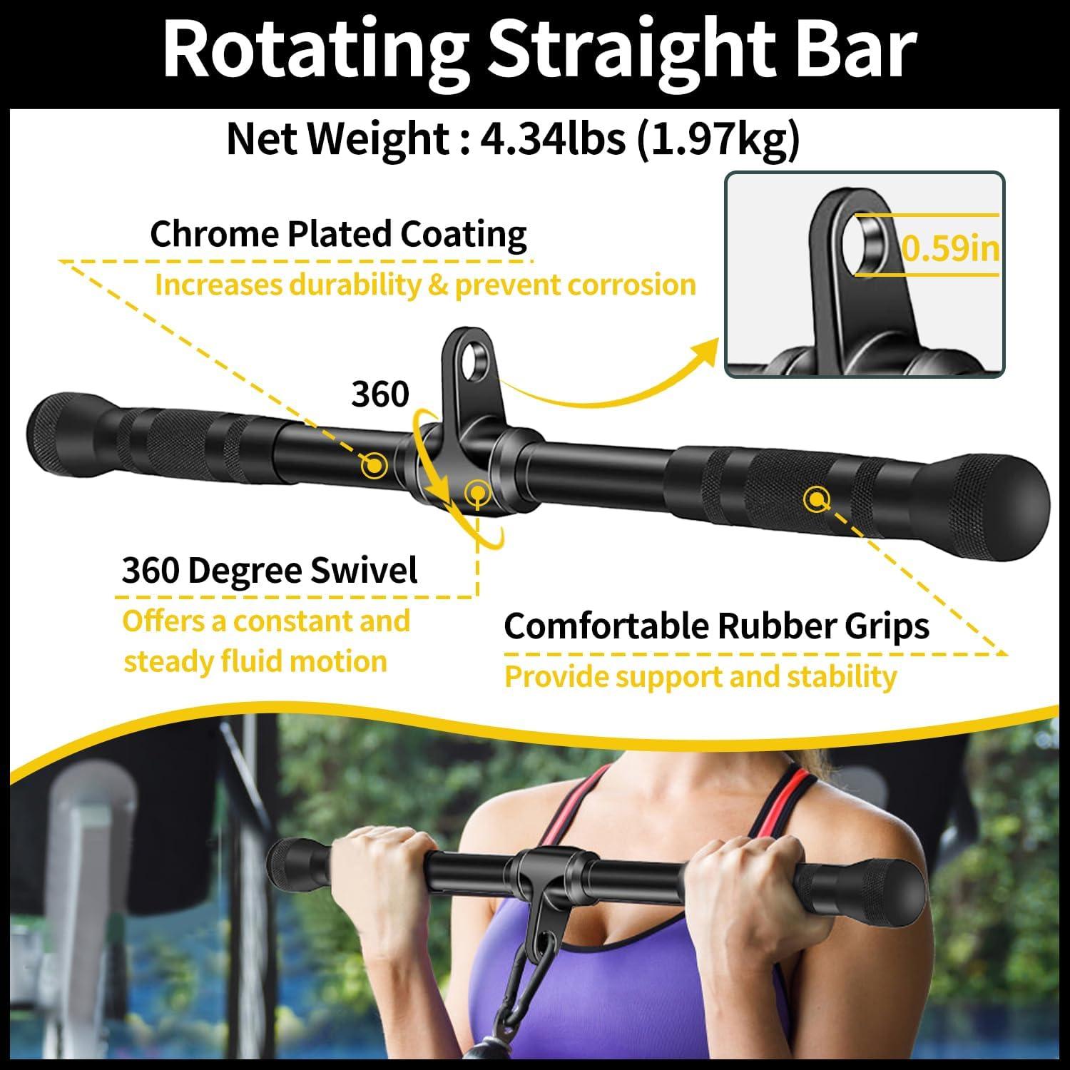 imageCable Machine Attachment LAT Pulldown Attachments Cable Machine Accessories for Home GymBlack