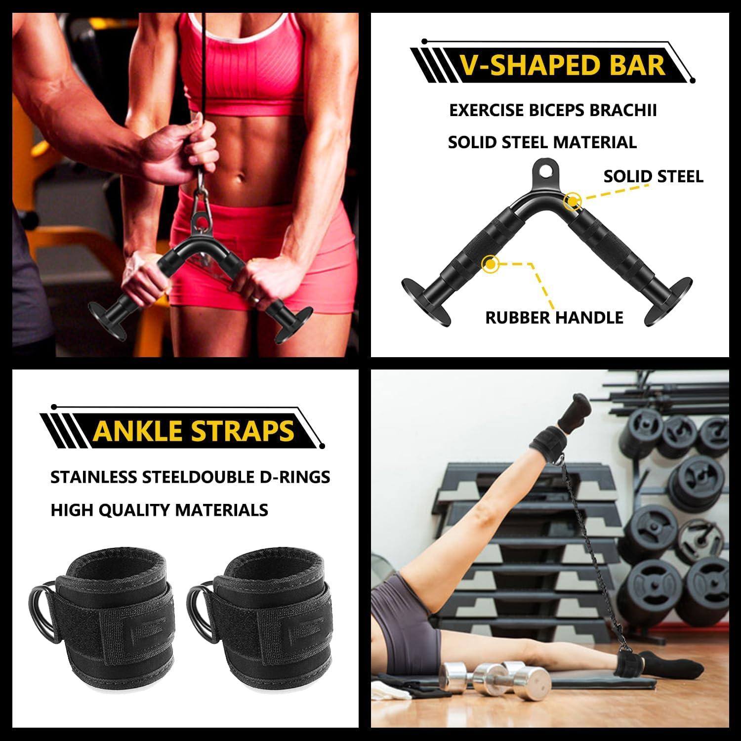 imageCable Machine Attachment LAT Pulldown Attachments Cable Machine Accessories for Home GymBlack