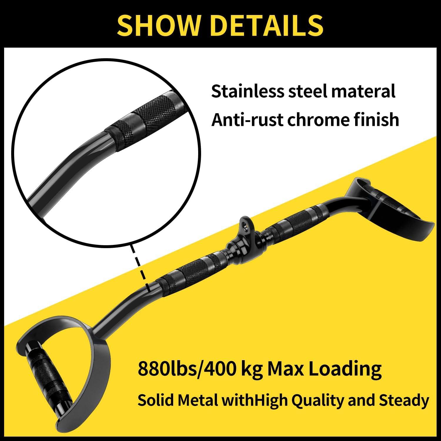 imageCable Machine Attachment LAT Pulldown Attachments Cable Machine Accessories for Home GymBlack