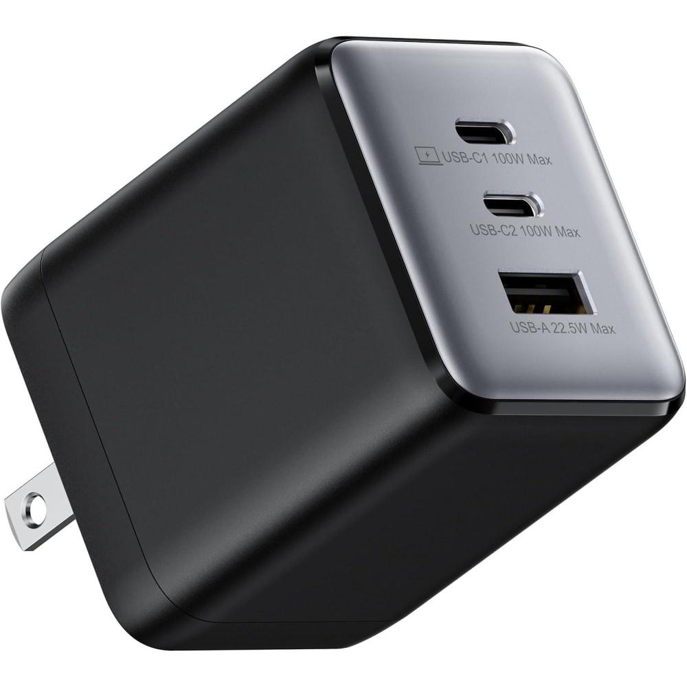 image100W USB C Charger Block Fast Wall GaN Charger 3Port Compact Foldable USB Power Adapter for MacBook ProAir Dell XPSiPad ProiPhone SeriesGalaxy S25S24and More