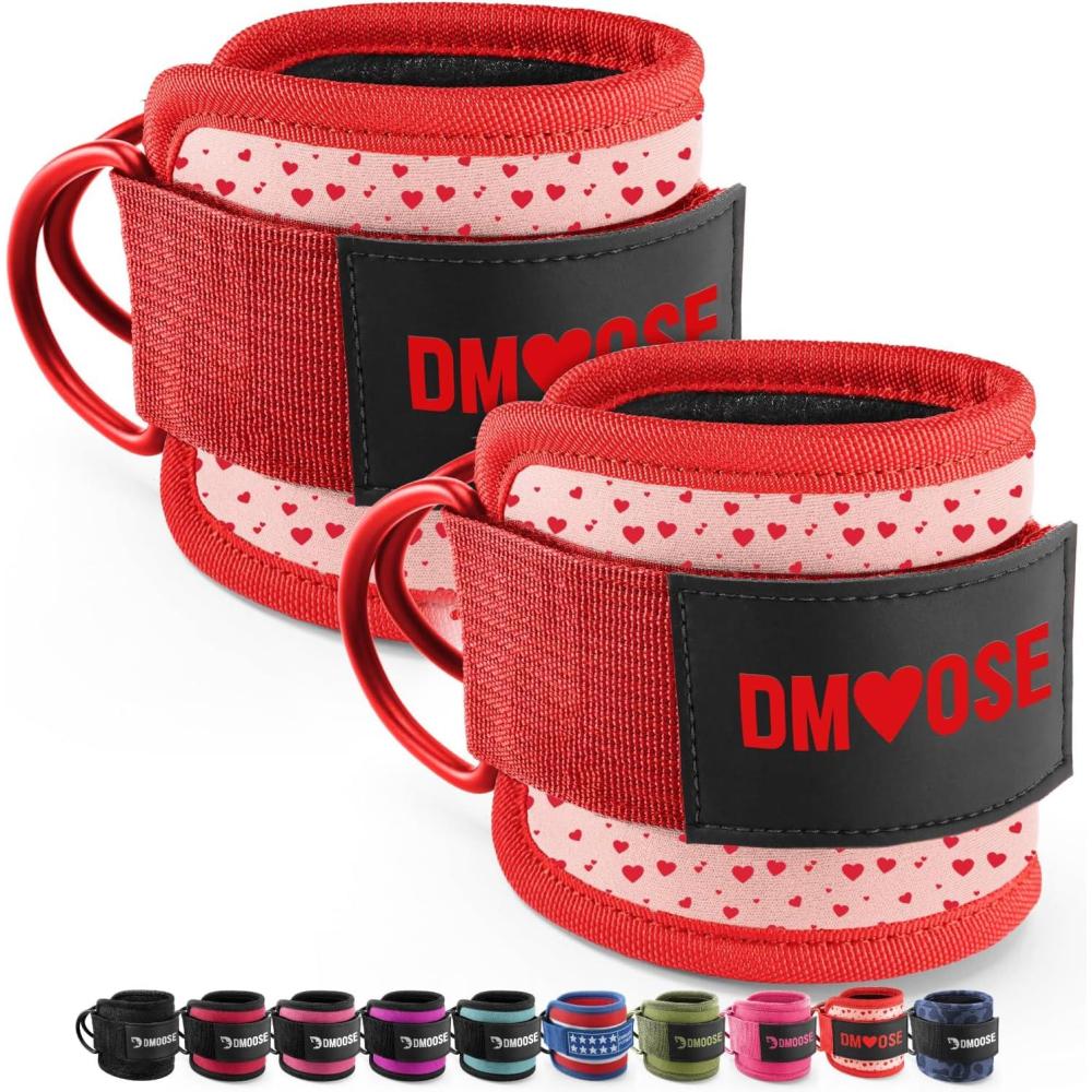 imageDMoose Ankle Strap for Cable Machine  One Size Fit with Premium Padding Workout Kickback Ankle Cuffs Ankle Bands for Working Out Booty Workouts Leg Extension Hip Abductors ampamp Lower Body ExercisesHearts  Pair