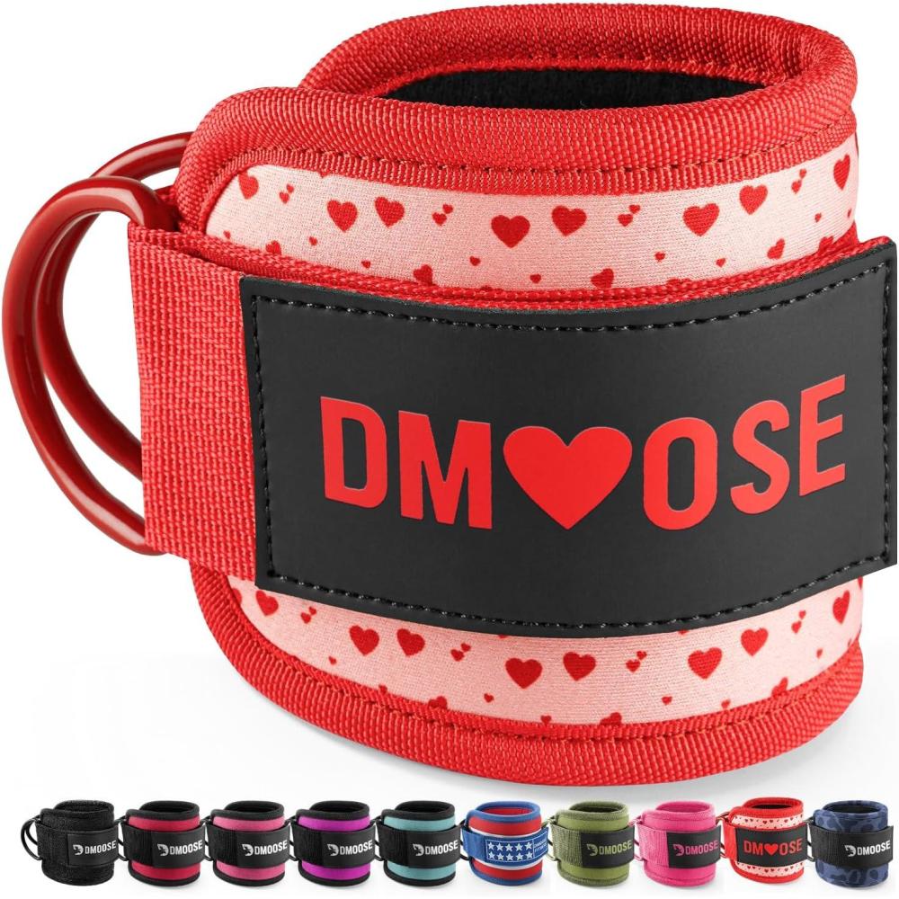 imageDMoose Ankle Strap for Cable Machine  One Size Fit with Premium Padding Workout Kickback Ankle Cuffs Ankle Bands for Working Out Booty Workouts Leg Extension Hip Abductors ampamp Lower Body ExercisesHearts  Single