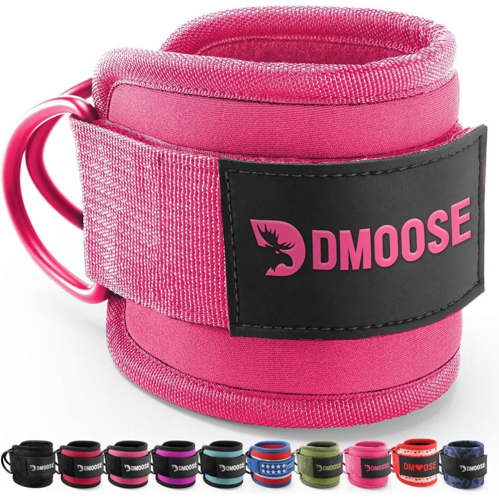imageDMoose Ankle Strap for Cable Machine  One Size Fit with Premium Padding Workout Kickback Ankle Cuffs Ankle Bands for Working Out Booty Workouts Leg Extension Hip Abductors ampamp Lower Body ExercisesAll Pink  Single