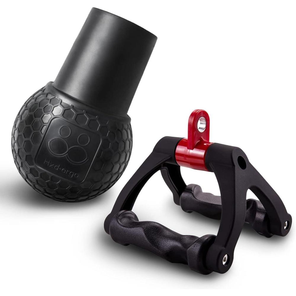 imageHXDERGO Double D Handle for Cable Machine  Ergonomic Row Handle Cable Attachment  Triangle V Bar Grip LAT PullDown Attachments for Home GymBlack2