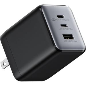 100W USB C Charger Block, Fast Wall GaN Charger, 3-Port Compact Foldable USB Power Adapter for MacBook Pro/Air, Dell XPS,iPad Pro,iPhone Series,Galaxy S25/S24,and More