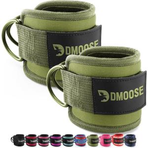 DMoose Ankle Strap for Cable Machine – One Size Fit with Premium Padding, Workout Kickback Ankle Cuffs, Ankle Bands for Working Out, Booty Workouts, Leg Extension, Hip Abductors & Lower Body Exercises(Olive Green – Pair)