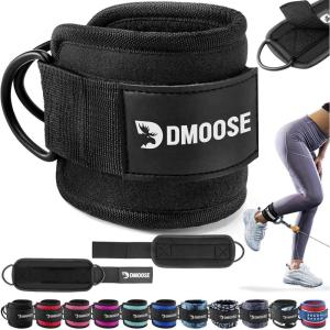 DMoose Ankle Strap for Cable Machine – One Size Fit with Premium Padding, Workout Kickback Ankle Cuffs, Ankle Bands for Working Out, Booty Workouts, Leg Extension, Hip Abductors & Lower Body Exercises(Black – Single)