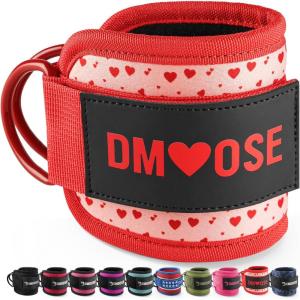 DMoose Ankle Strap for Cable Machine – One Size Fit with Premium Padding, Workout Kickback Ankle Cuffs, Ankle Bands for Working Out, Booty Workouts, Leg Extension, Hip Abductors & Lower Body Exercises(Hearts – Single)