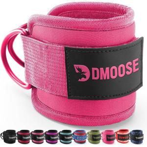 DMoose Ankle Strap for Cable Machine – One Size Fit with Premium Padding, Workout Kickback Ankle Cuffs, Ankle Bands for Working Out, Booty Workouts, Leg Extension, Hip Abductors & Lower Body Exercises(All Pink – Single)