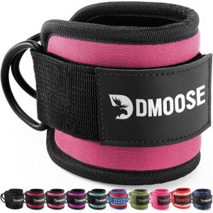 DMoose Ankle Strap for Cable Machine – One Size Fit with Premium Padding, Workout Kickback Ankle Cuffs, Ankle Bands for Working Out, Booty Workouts, Leg Extension, Hip Abductors & Lower Body Exercises(Pink – Single)