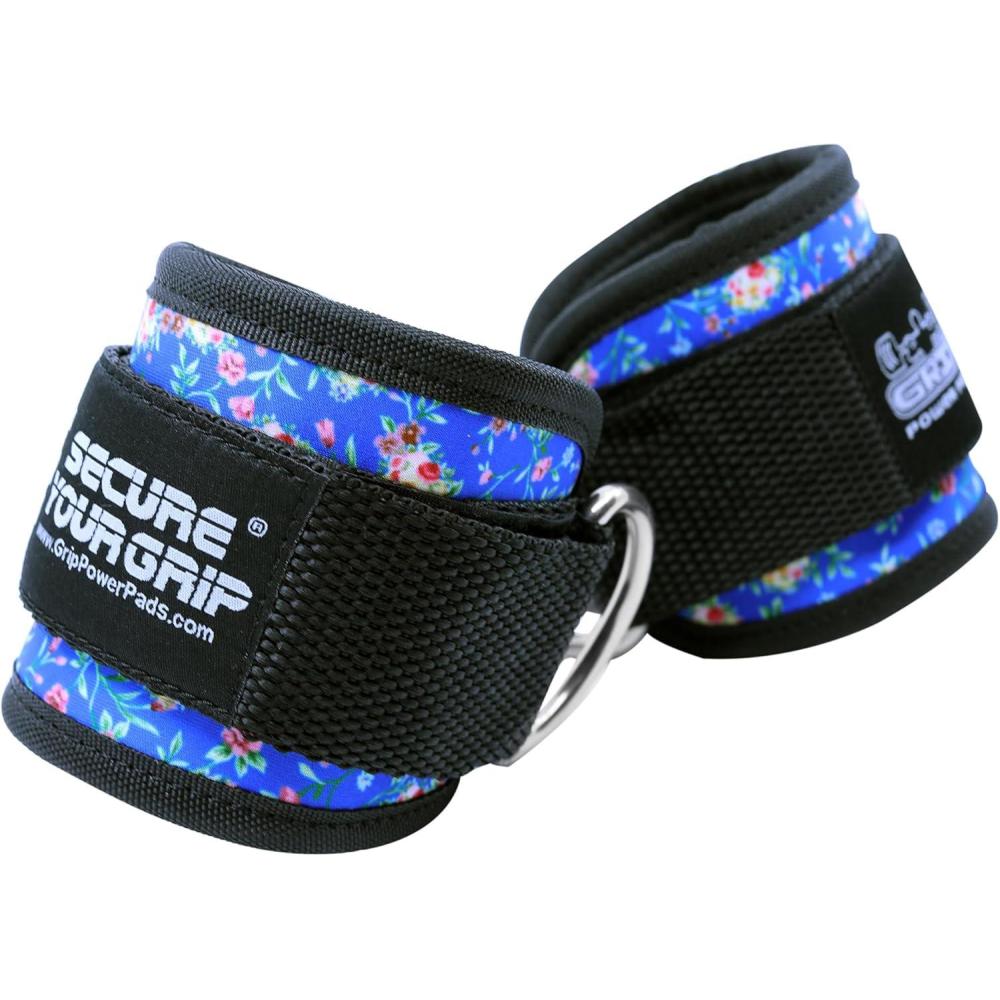 imageAnkle Straps for Cable Machines Double DRing Gym Adjustable Neoprene Premium Cuffs to Enhance Legs Abs ampamp Glutes Kickbacks Workouts Leg Curls Extensions Booty Hip Abductors Exercise for Men ampamp WomenArt Flowers Blue