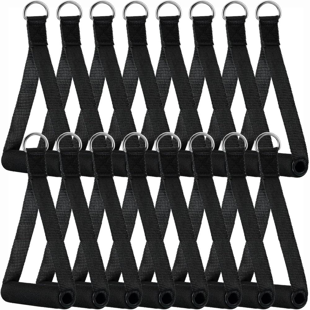imageSumind 16 Pcs Gym Exercise Handles Replacement Cable Machine Attachments for Home Gym Equipment Pulley System Resistance Bands Strength Trainer Heavy Duty Workout Handles16
