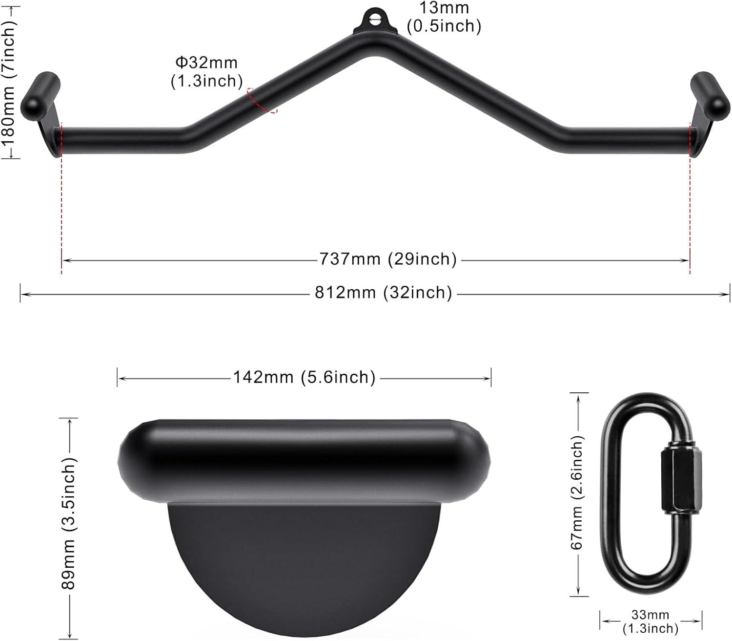 imageKipika LAT Pull Down Bars Cable Machine Attachment Rowing Tbar Vbar Set Back Strength Training Handle Grips for Cable Machine Rowing Machine 12 20 24 28 32 Five Sizes32