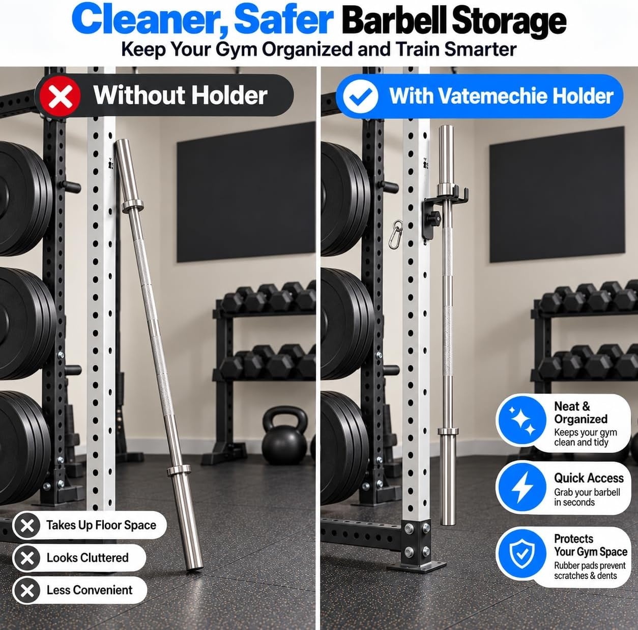 image:imageHeavyDuty Power Rack Attachments QuickInstall Home Gym Accessories for 2x2 2x3 amp 3x3 Power Racks Fits 12 amp 1 Holes2Pcs RackMounted Olympic Barbell Holder